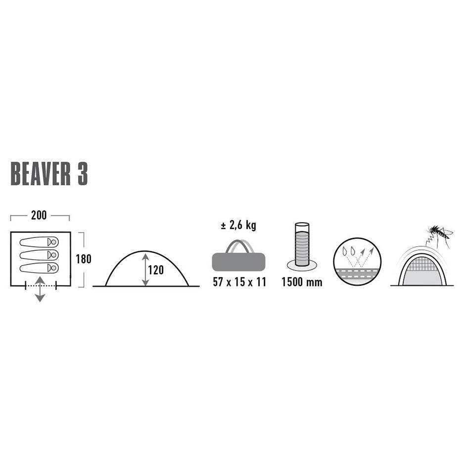 High Peak Beaver 3 koepeltent, kampeertent voor 3 personen 6/6