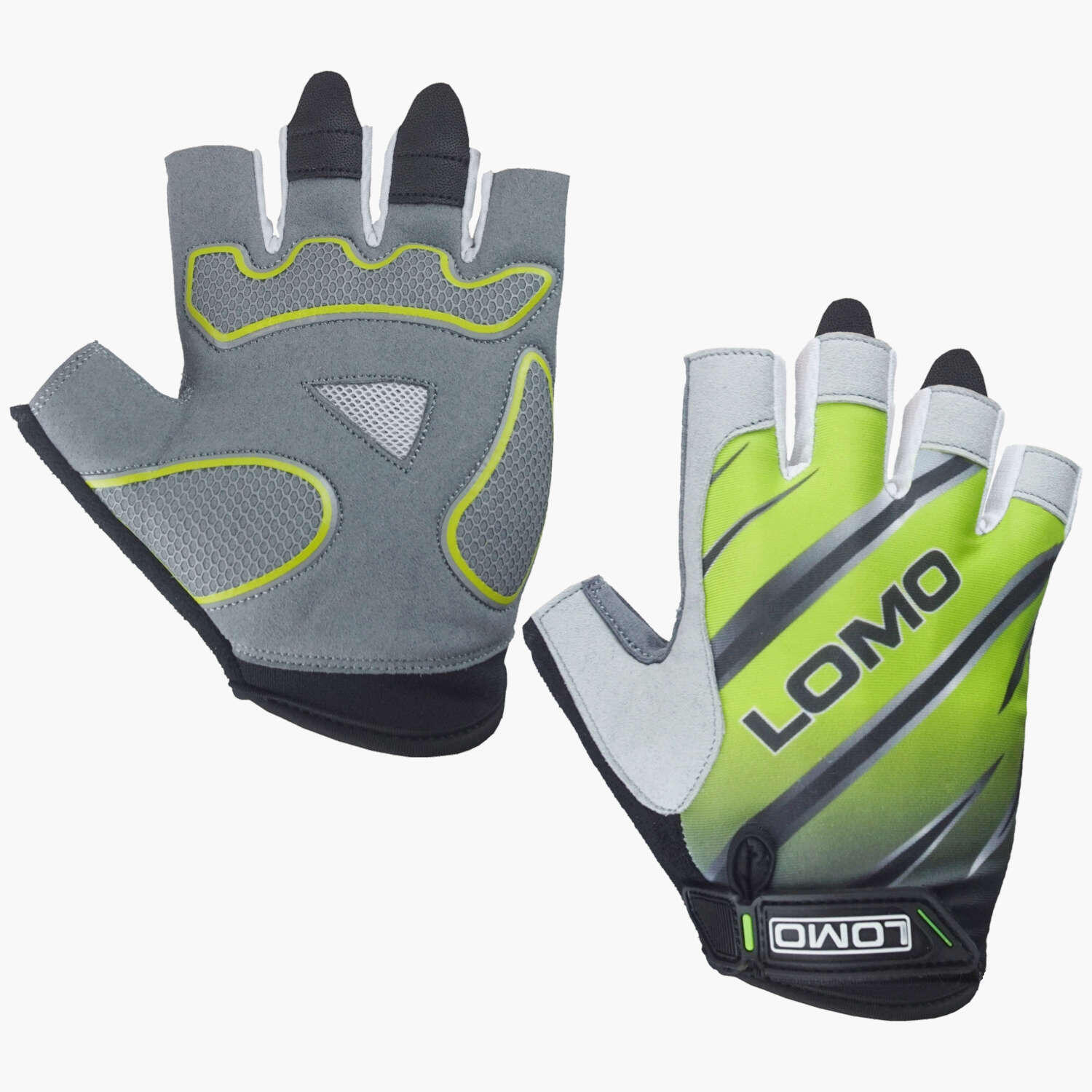 Lomo SG1 - Short Finger Cycling Gloves - Grey / Black / Lime 4/5