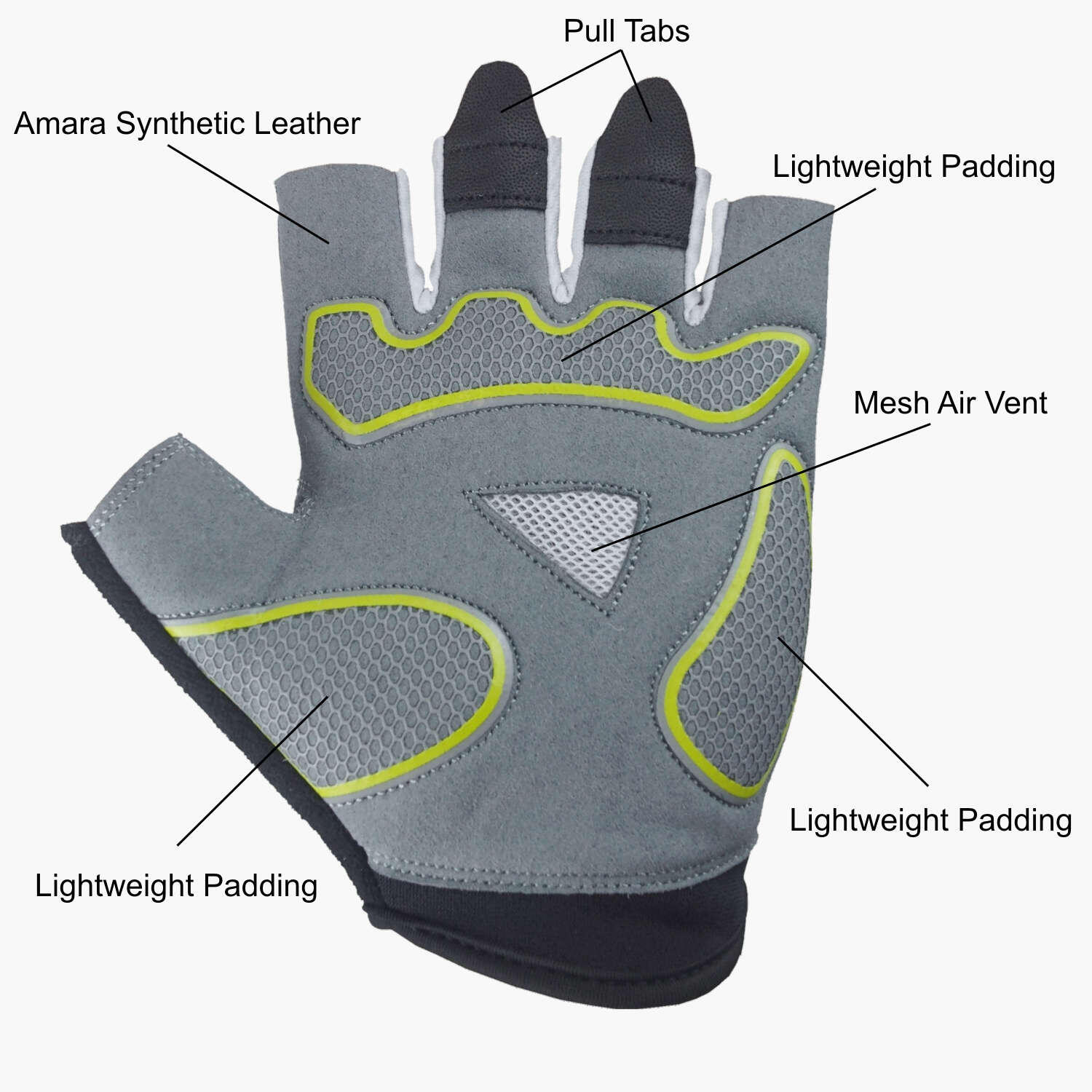 Lomo SG1 - Short Finger Cycling Gloves - Grey / Black / Lime 2/5