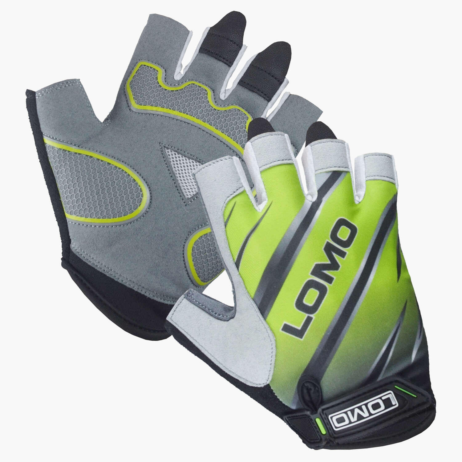 Lomo SG1 - Short Finger Cycling Gloves - Grey / Black / Lime 3/5