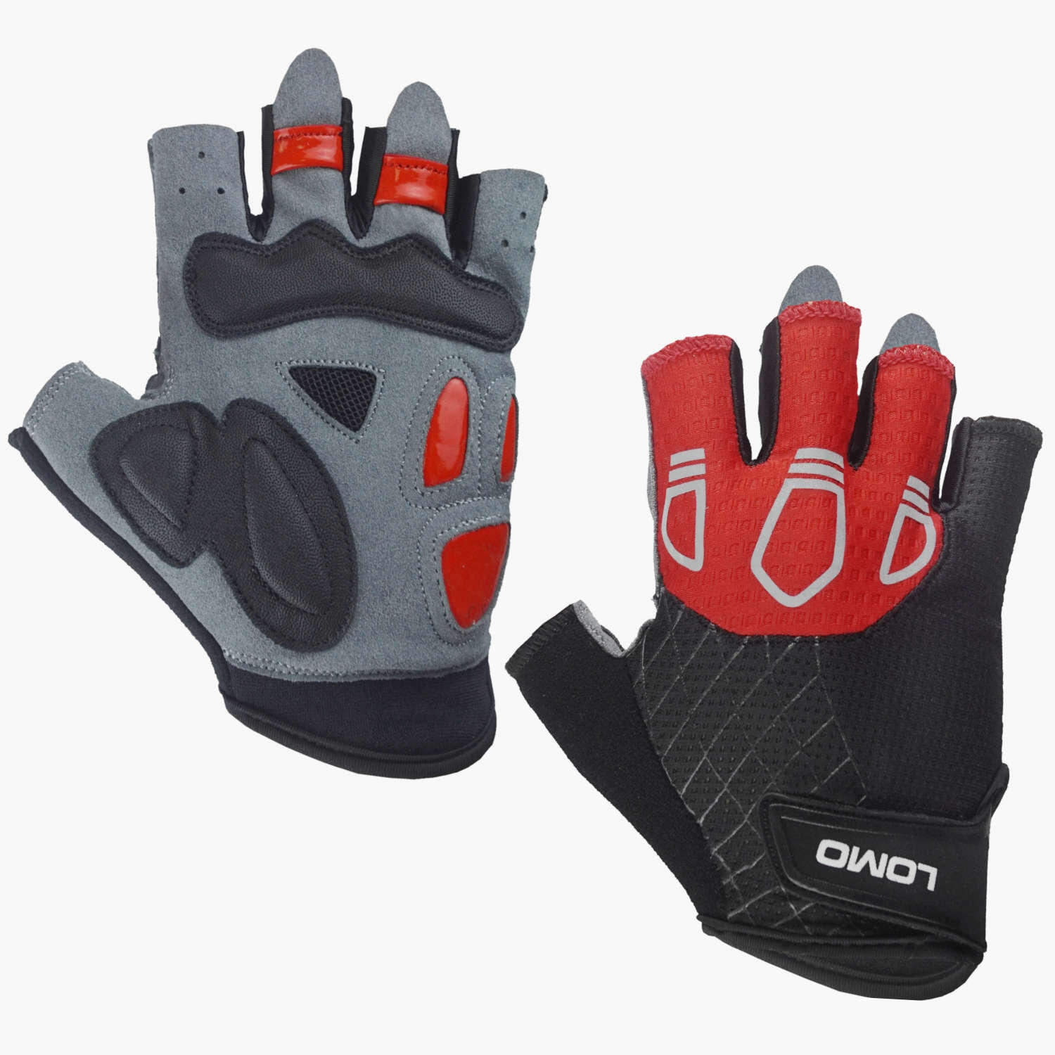 Lomo SG3 - Short Finger Cycling Gloves - Black / Red / Grey 4/5