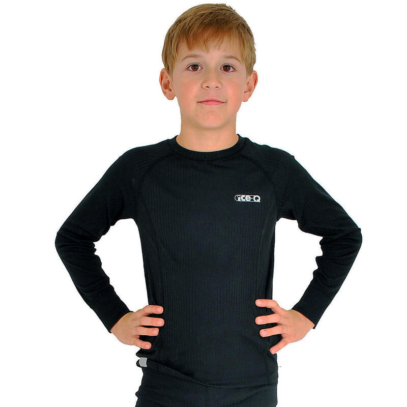 Juniorska koszulka termoaktywna z długim rękawem Ice-Q Smart Kid Black
