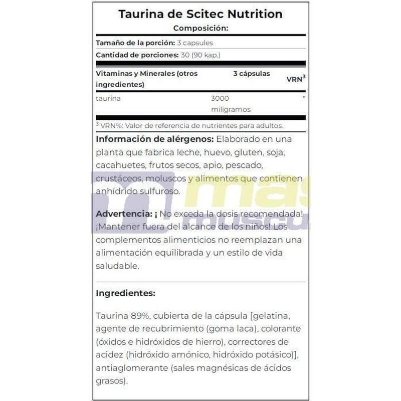 Taurina - 90 Cápsulas de Scitec Nutrition