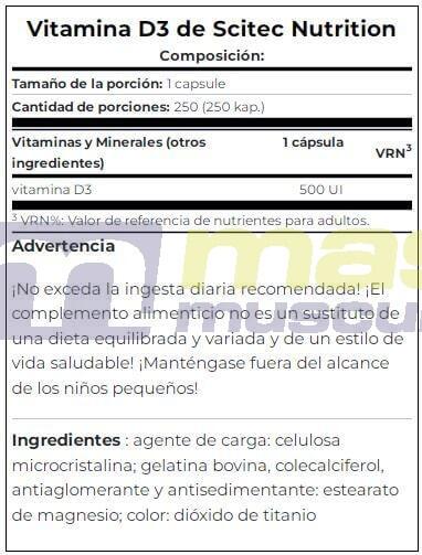 Vitamine D3 - 250 capsules de Scitec Nutrition 4/4