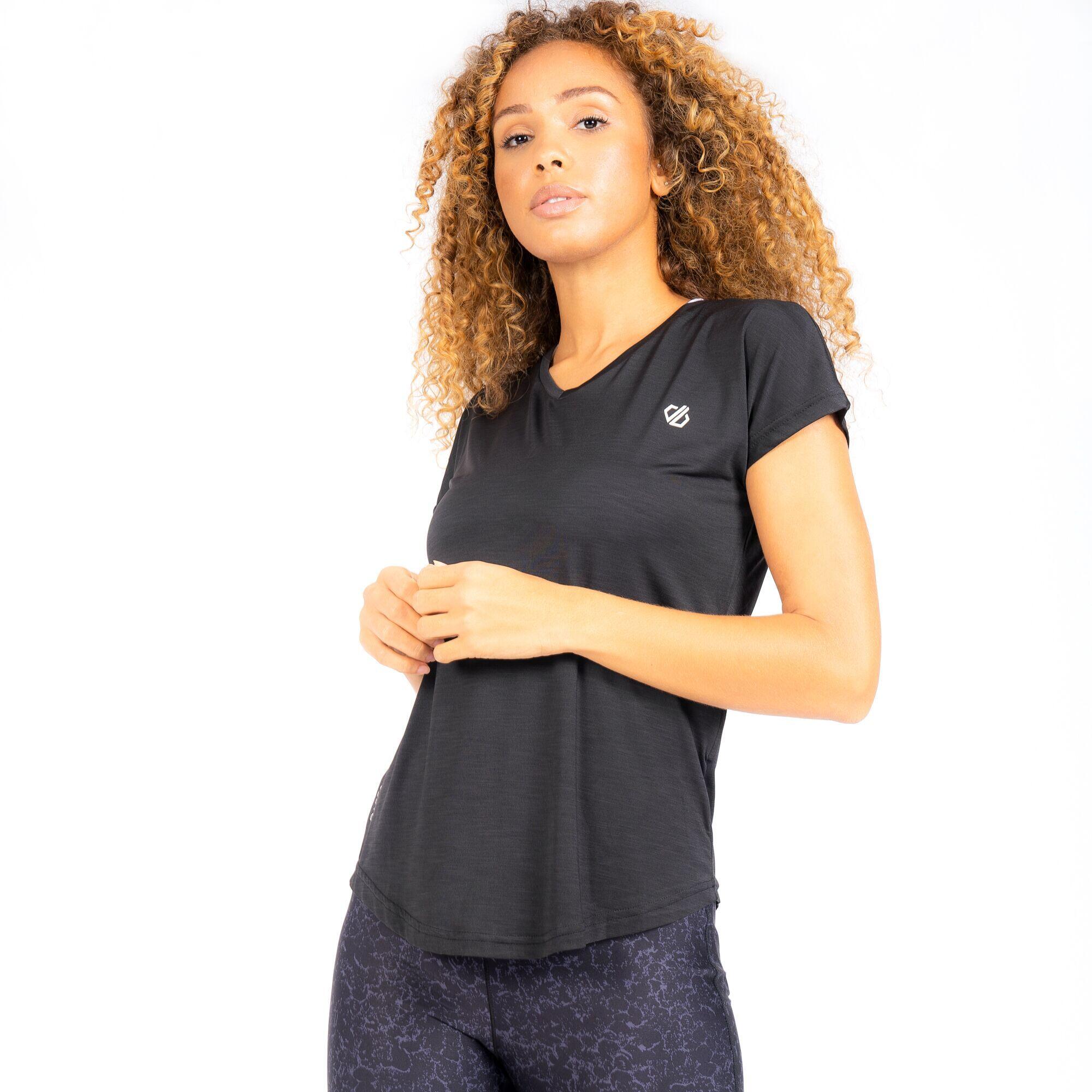 Womens/Ladies Active TShirt (Black) 3/4