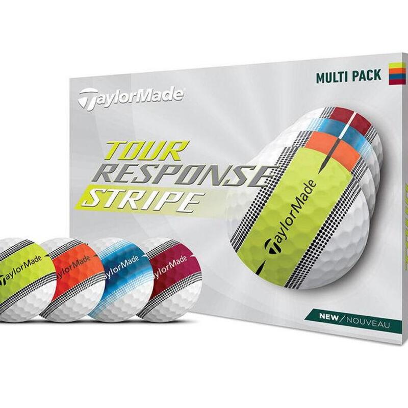 Doos met 12 TaylorMade Tour Response Stripe golfballen