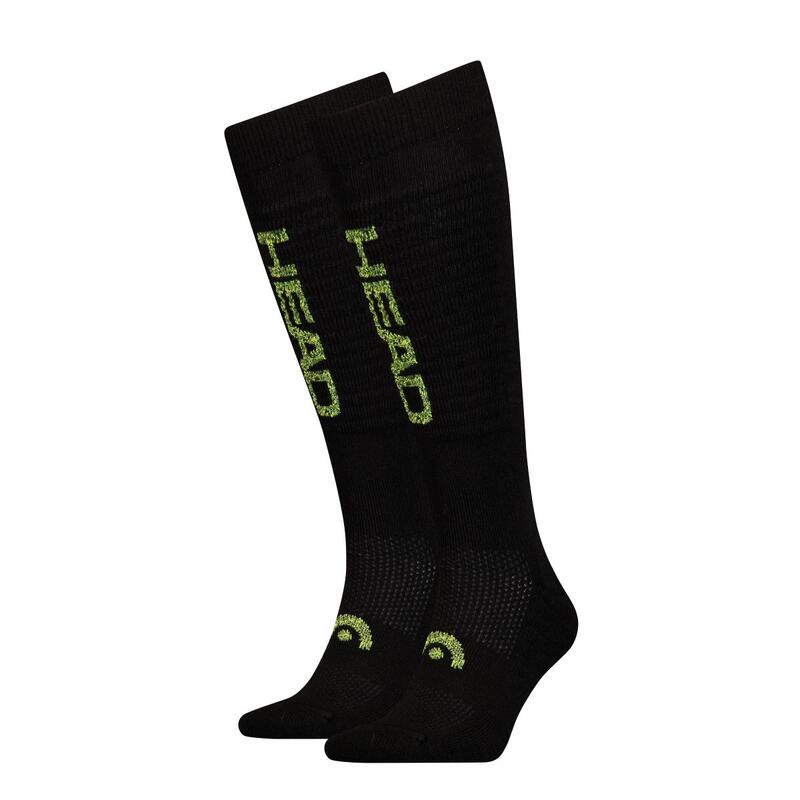 Lot de 2 paires de chaussettes de ski unisexes Logo HEAD Noir