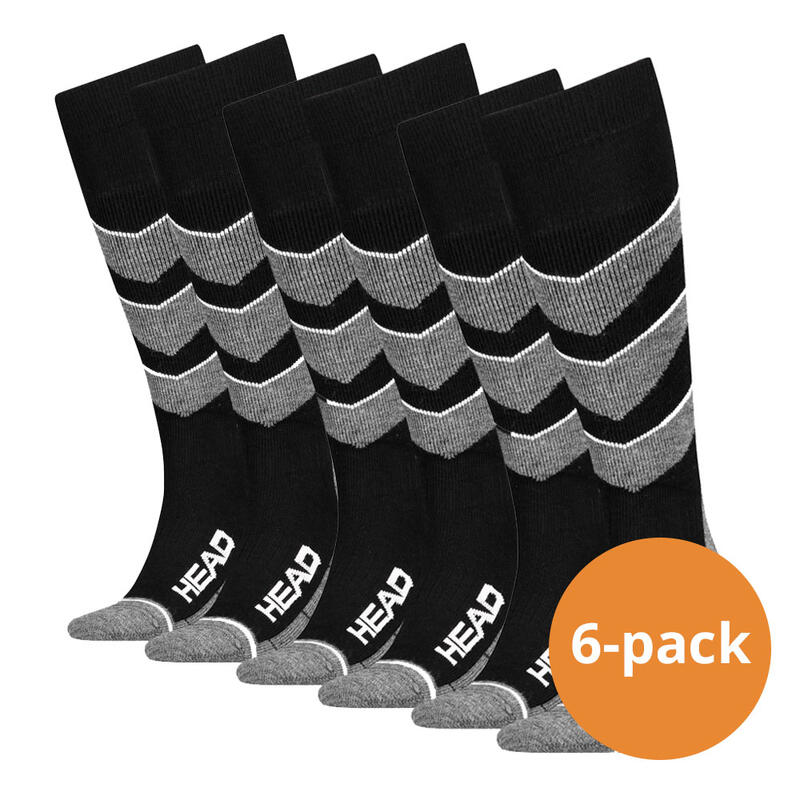 Lot de 6 paires de chaussettes de ski unisexes V-shape HEAD Noir