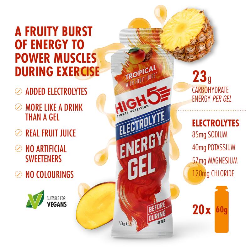 High5 Energy Gel Electrolyte – Tropical 20x60g