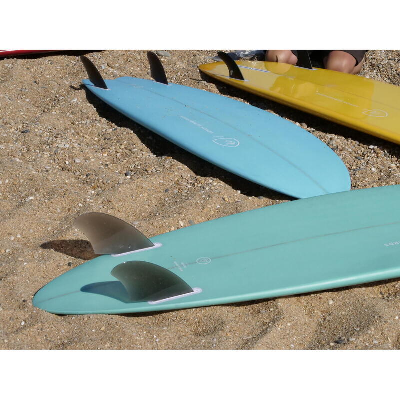 Planche de surf BEAVER Mid Length Twin Pin White Deck Teal 6'6"