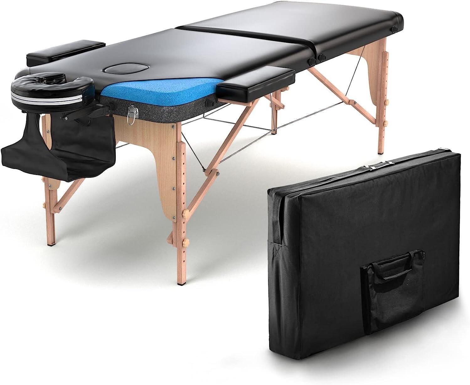 FENIXSHOP24 Lettino massaggio professionale 2 zone in legno richiudibile e trasportabile