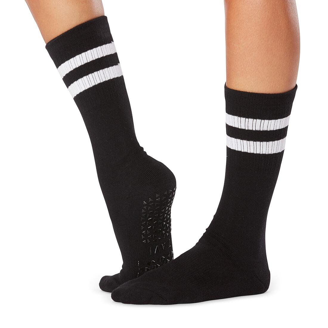 FITNESS-MAD Womens/Ladies Kai Gripped Crew Socks (Black/White)