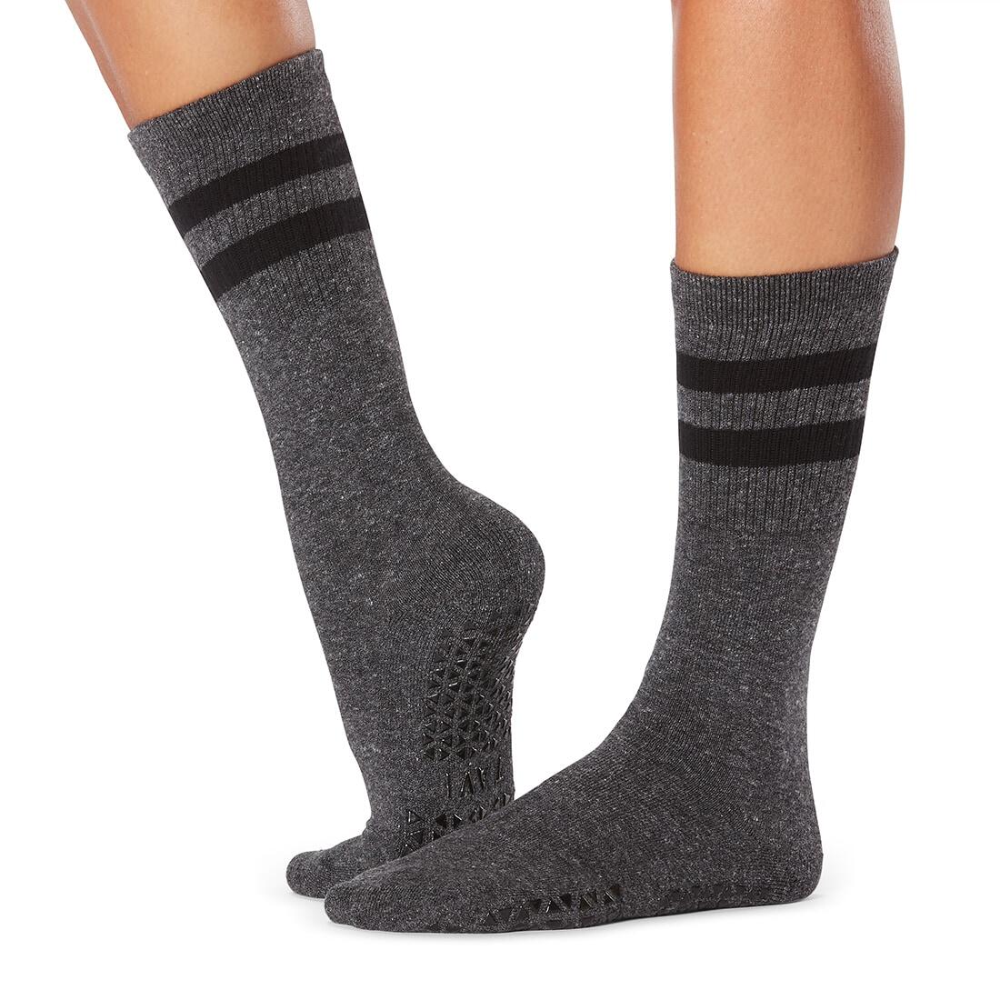 FITNESS-MAD Womens/Ladies Kai Gripped Crew Socks (Grey/Black)