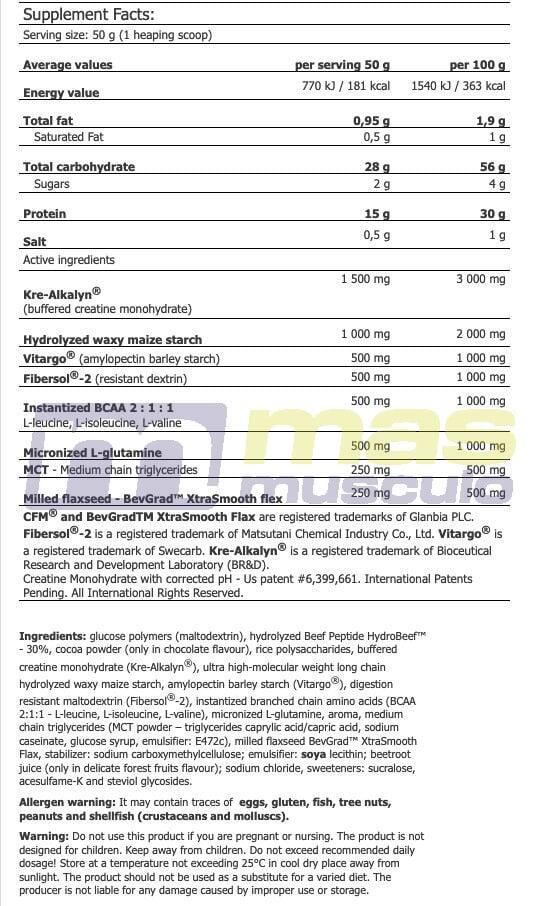 Amix MuscleCore OptiMass Beef Gainer 2,5 Kg 3/3