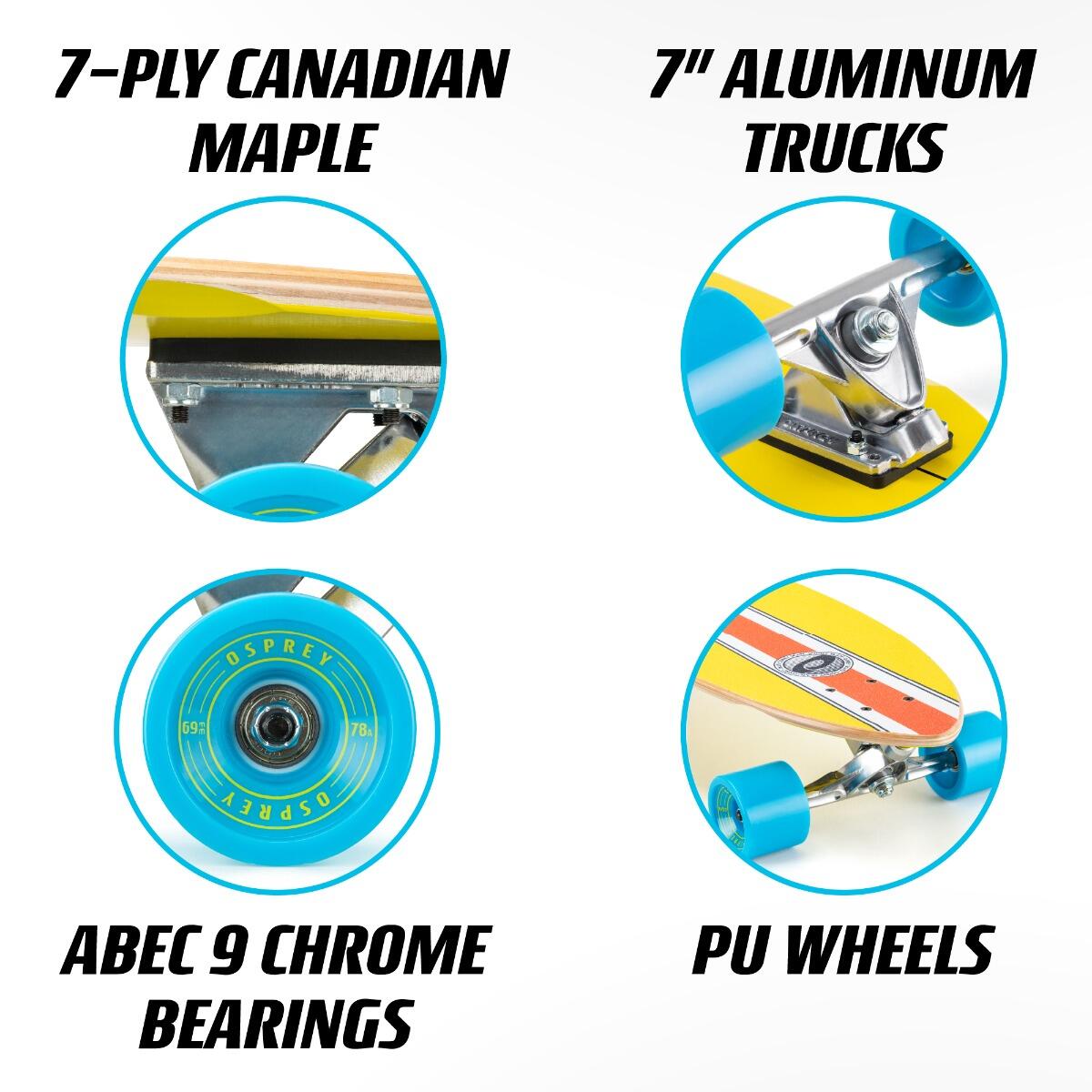 Bodyboard Osprey Stripe Con Guinzaglio - 94 Cm Per Bambini E Principianti