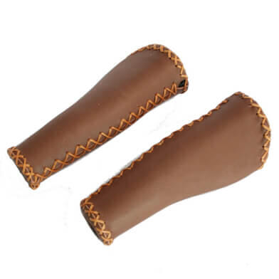 Grips de guidon Velo Ergo en cuir 135 135 mm brun foncé