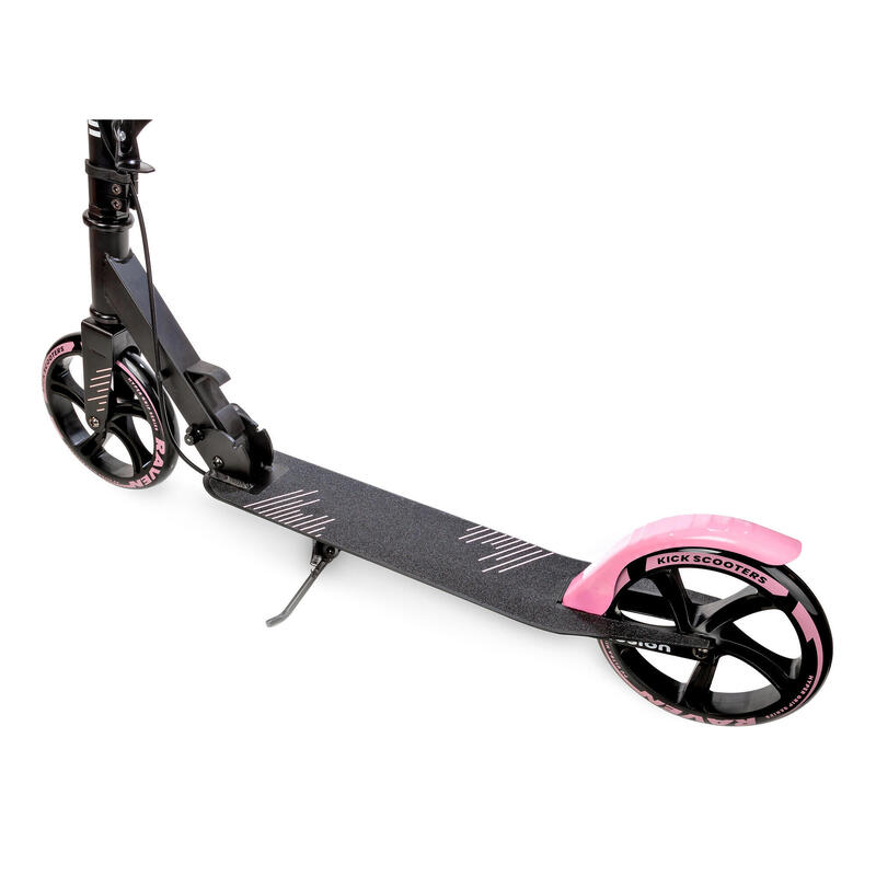 Scooter mit Bremse, Klingel und 200mm Flaschenhalter Illusion Schwarz/Pink