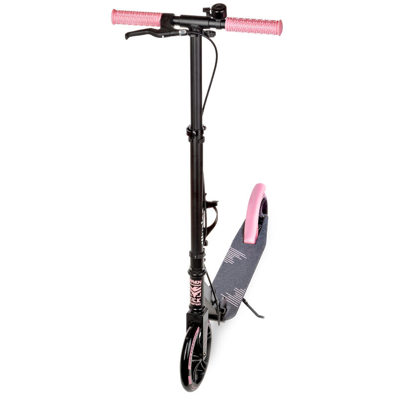 Scooter mit Bremse, Klingel und 200mm Flaschenhalter Illusion Schwarz/Pink