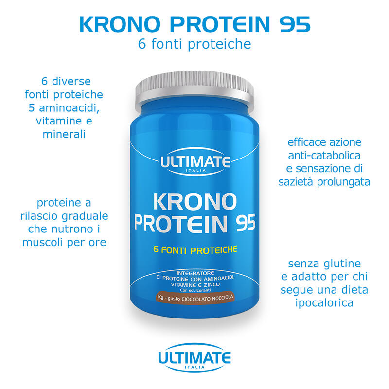 Integratore alimentare - KRONO PROTEIN CIOCCOLATO NOCCIOLA - 1 Kg