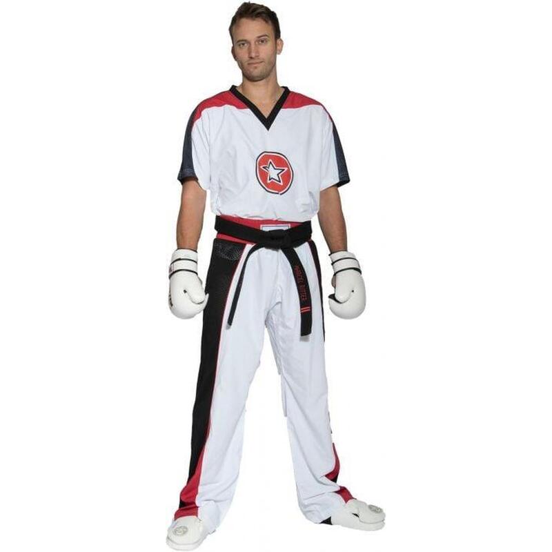 Uniforma Kickboxing „Star”, aprobat WAKO, Top Ten, Alb-Negru, 130 cm