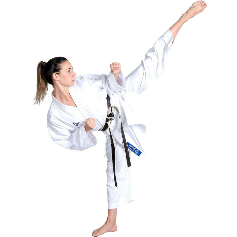 Karate-Gi "Premium Kumite", aprobat WKF, Hayashi, Alb cu broderie rosie, 185 cm