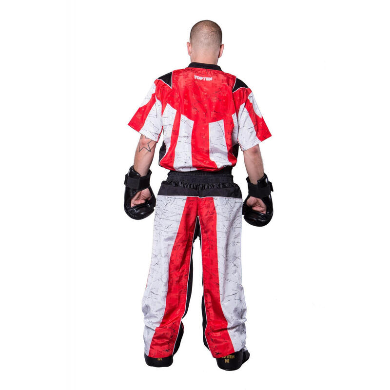 Uniforma Kickboxing „Sunrise”, aprobat WAKO, Top Ten, Alb-Rosu, 190cm