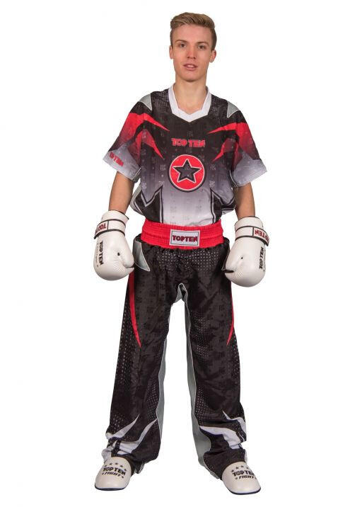 Uniformă Kickboxing „Future”, aprobat WAKO, Top Ten, negru-gri, 180CM