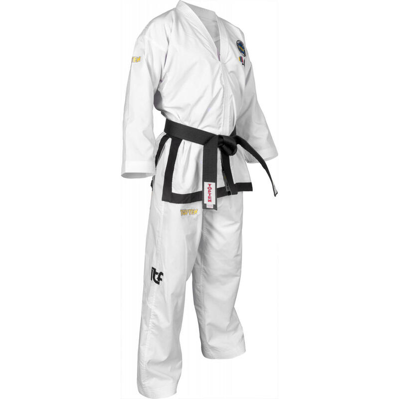 Dobok Master Premium Gold, aprobat ITF, Top Ten,Alb