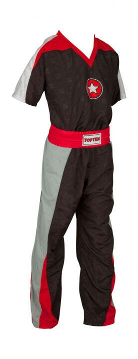 Uniforma Kickboxing „Star”, aprobat WAKO, Top Ten, Negru-Rosu, 170 cm