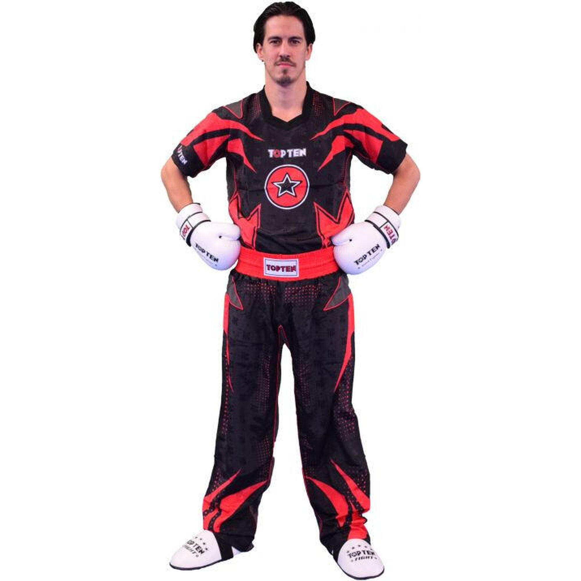 Uniformă Kickboxing „Future”, aprobat WAKO, Top Ten, rosu-negru, 130CM