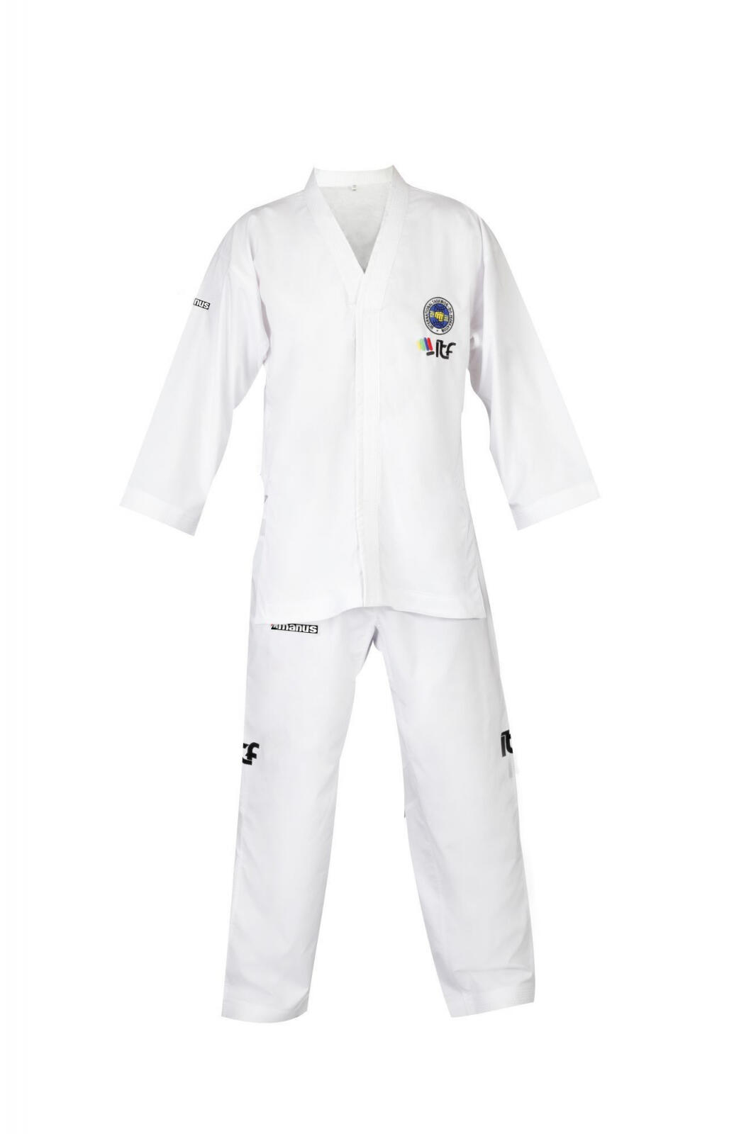 Dobok Student, aprobat ITF, Manus, Alb,200 cm