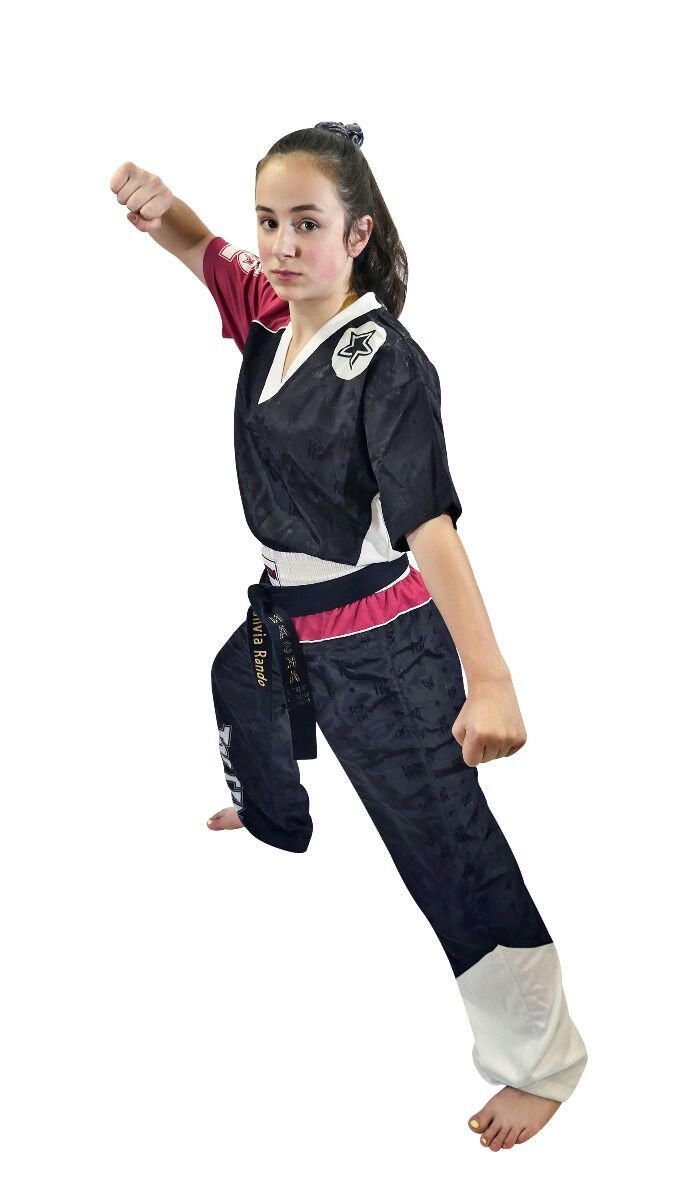 Uniformă Kickboxing Bow, aprobat WAKO, Top Ten, Roz-Negru, 180 cm