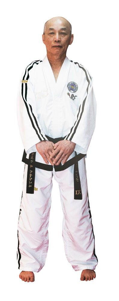 Dobok Grandmaster, Premium Gold, aprobat ITF, Top Ten, Alb 7-9 Dan