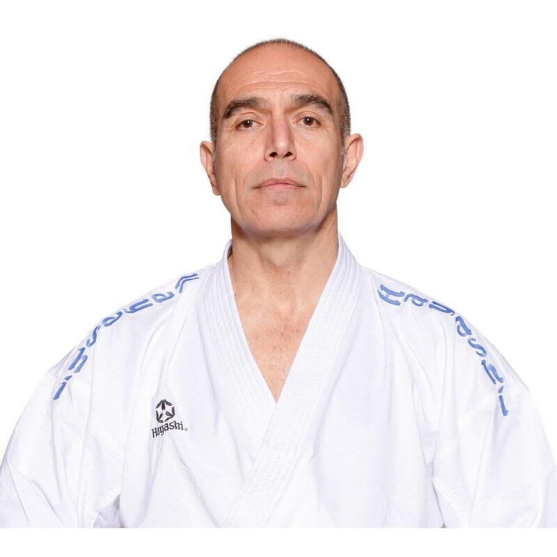Karate Gi “Air Deluxe”, aprobat WKF, Hayashi, Alb-Albastru, 165 cm