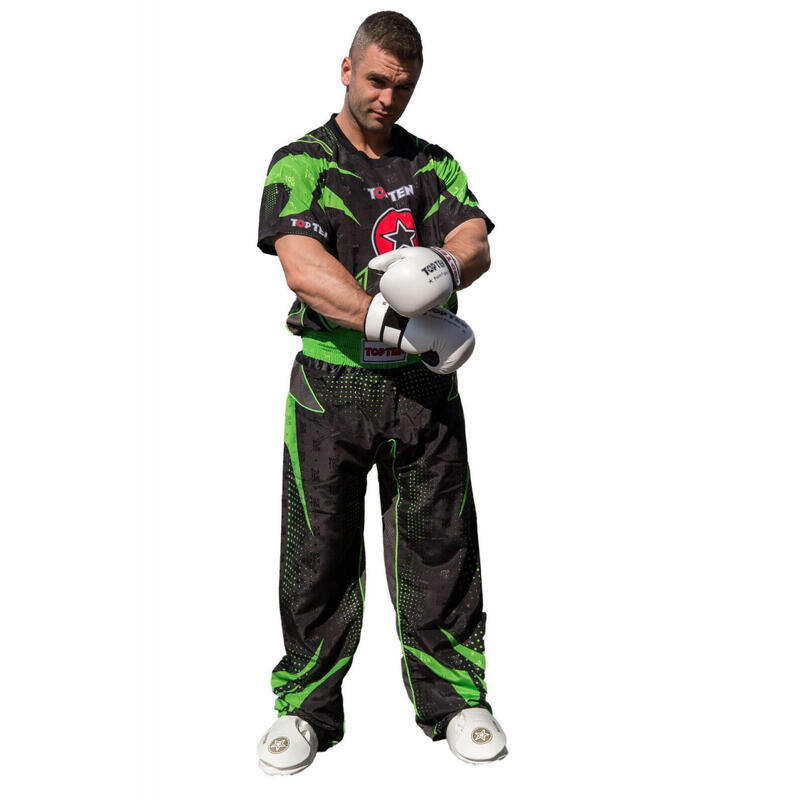 Uniformă Kickboxing „Future”, aprobat WAKO, Top Ten, verde-negru, 200CM