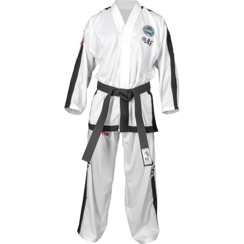 Dobok Instructor, Diamond, aprobat ITF, Top Ten, Alb, 4-6 Dan, 180cm