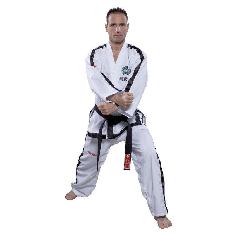 Dobok Instructor, Diamond, aprobat ITF, Top Ten, Alb, 4-6 Dan