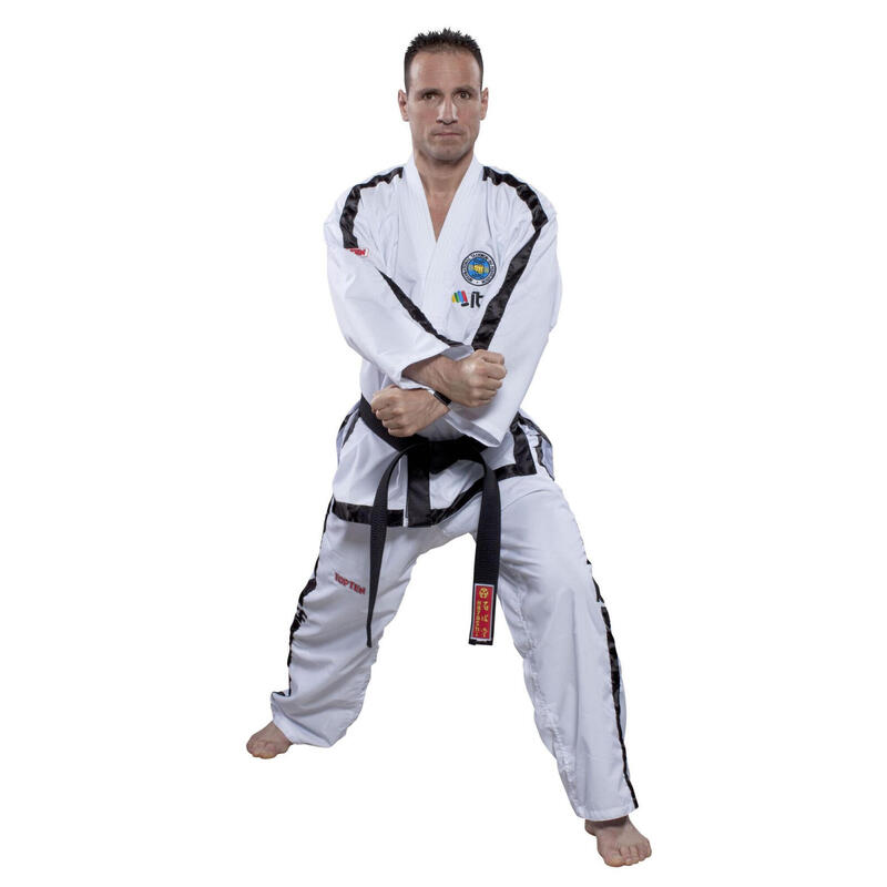 Dobok Instructor, Diamond, aprobat ITF, Top Ten, Alb, 4-6 Dan, 170 cm