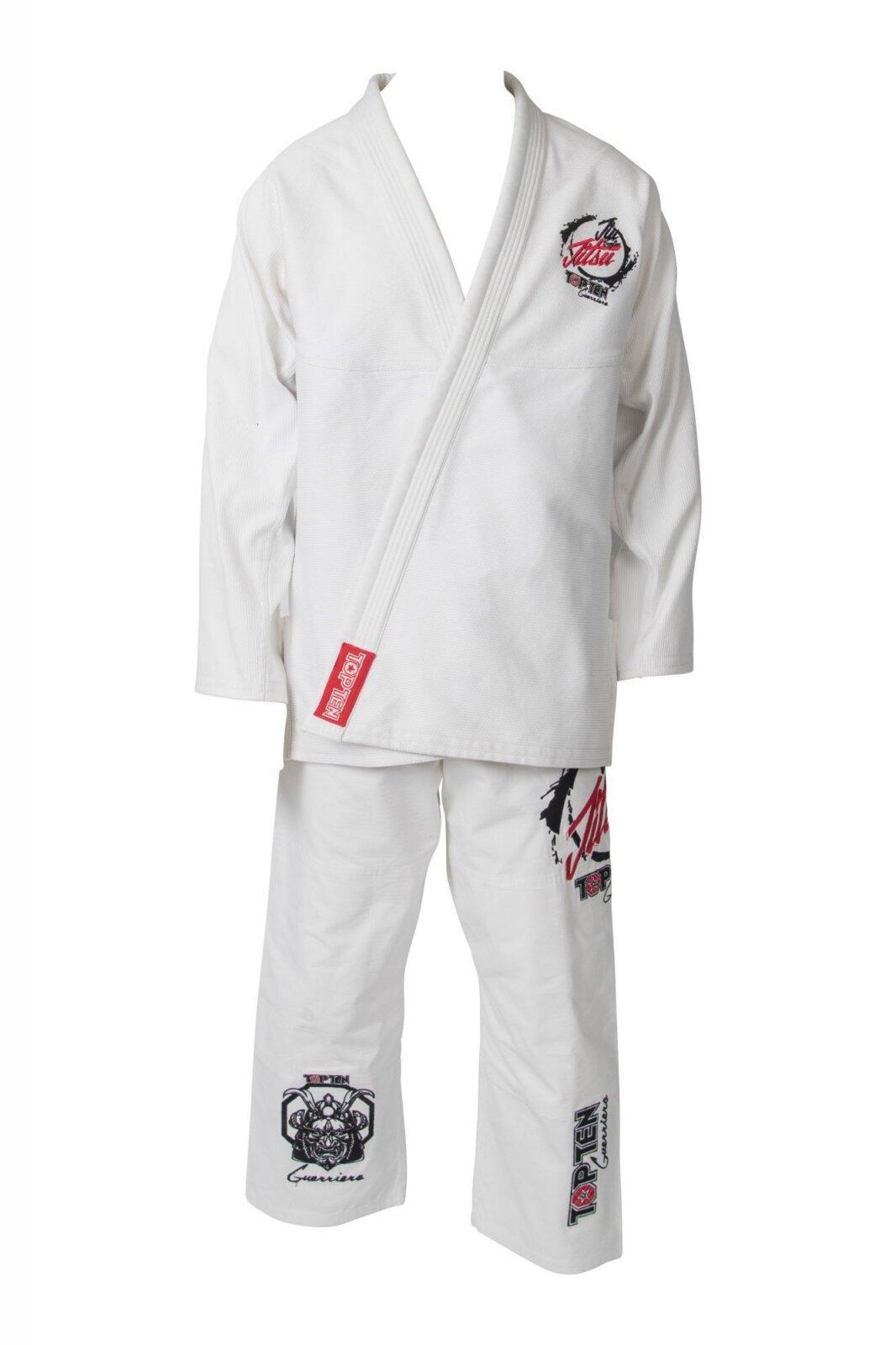 Costum de Jiu Jitsu (BJJ) Guerriero, Top Ten, Alb, 160cm