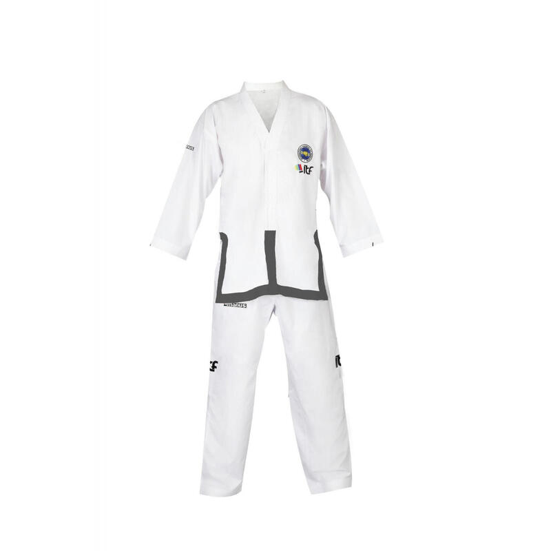 Dobok Master, aprobat ITF, Manus, Alb, 1-3 Dan, 200 cm