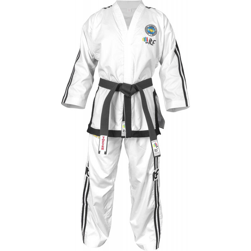 Dobok Grandmaster, Premium Gold, aprobat ITF, Top Ten, Alb 7-9 Dan