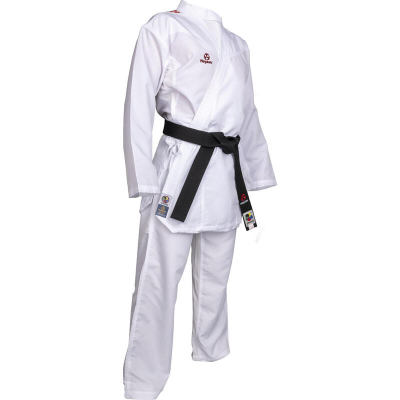 Karate-Gi "Premium Kumite", aprobat WKF, Hayashi, Alb cu broderie rosie, 160 cm