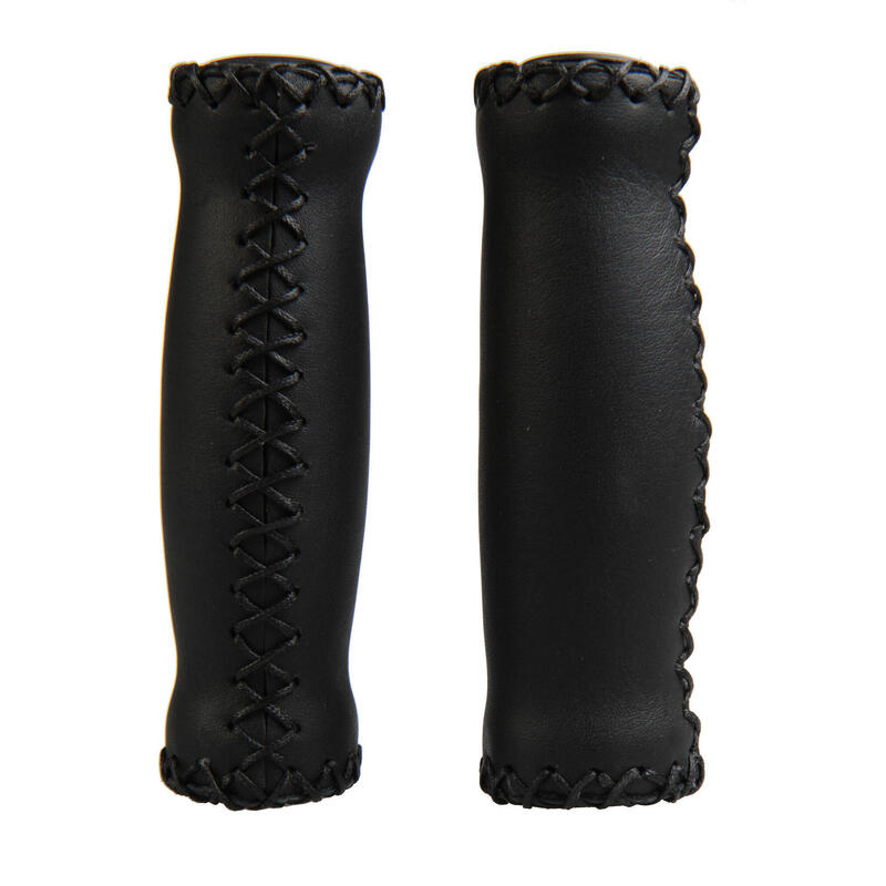 Simson verhandelt Leder schwarz lang - Ledergriffe für Lifestyle Bike - 13 cm -