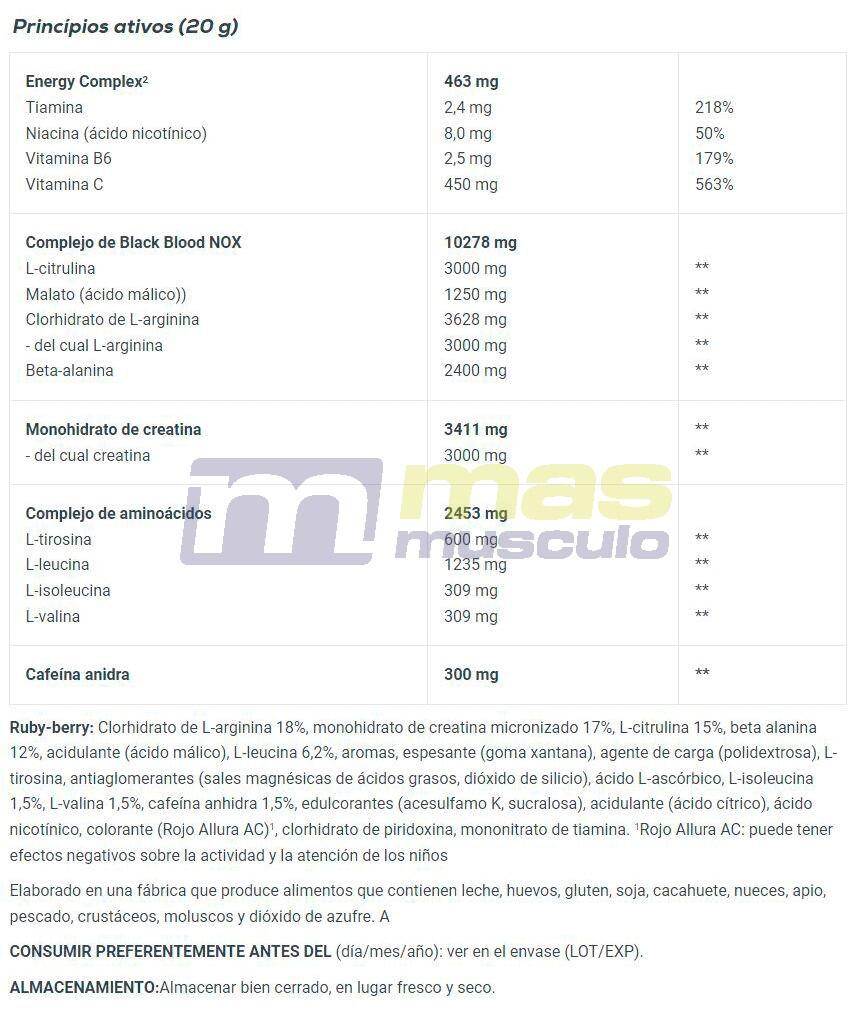 Pre-workout - Zwart Bloed Nox+ (330g) - Bessen 3/3