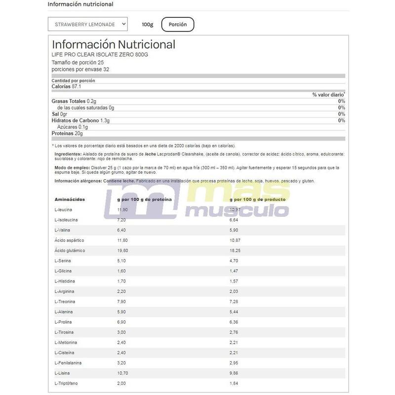 Whey isolat Life Pro Clear Isolate Zero 800g