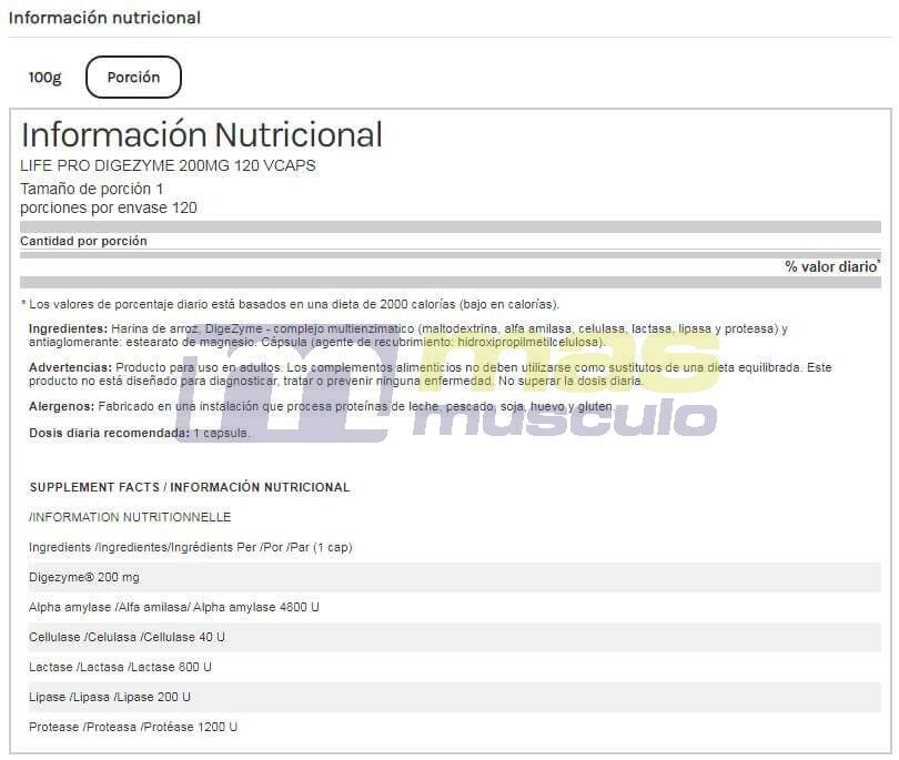 Digezyme 200mg 120vcaps Life Pro 4/4