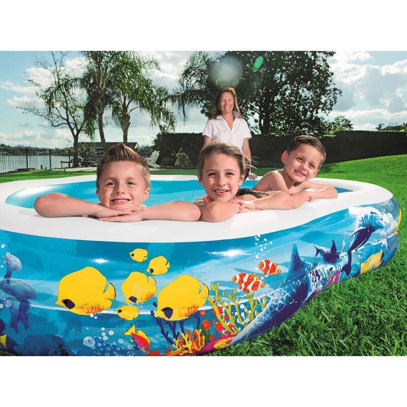 Piscina Hinchable Autoportante Infantil Bestway 262x157x46 cm Diseño Fondo Marin