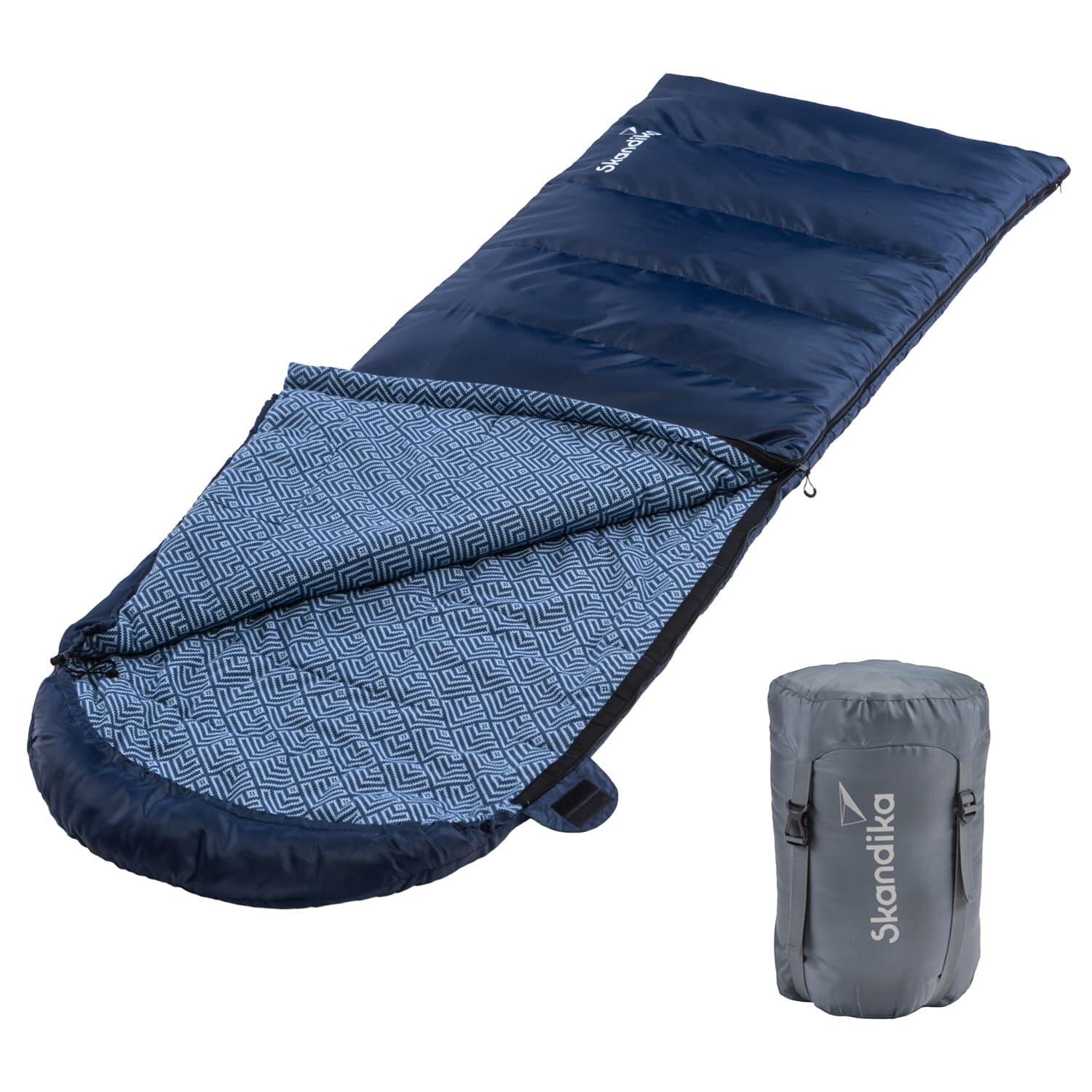 Skandika - Sac De Couchage Dundee - 220x80cm - Camping - 3 Saisons - Jumelable - Zip Droite - Sac De Couchage - Bleu - Taille Unique - Decathlon