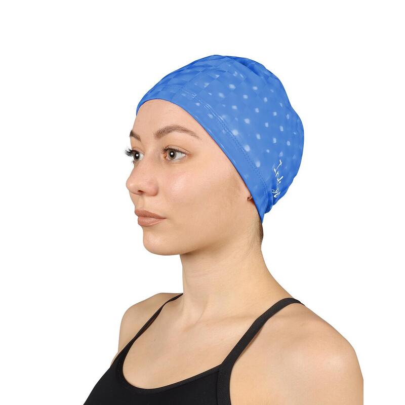 Gorro de Natación Tejido Engomado con Efecto 3D INDIGO Azul