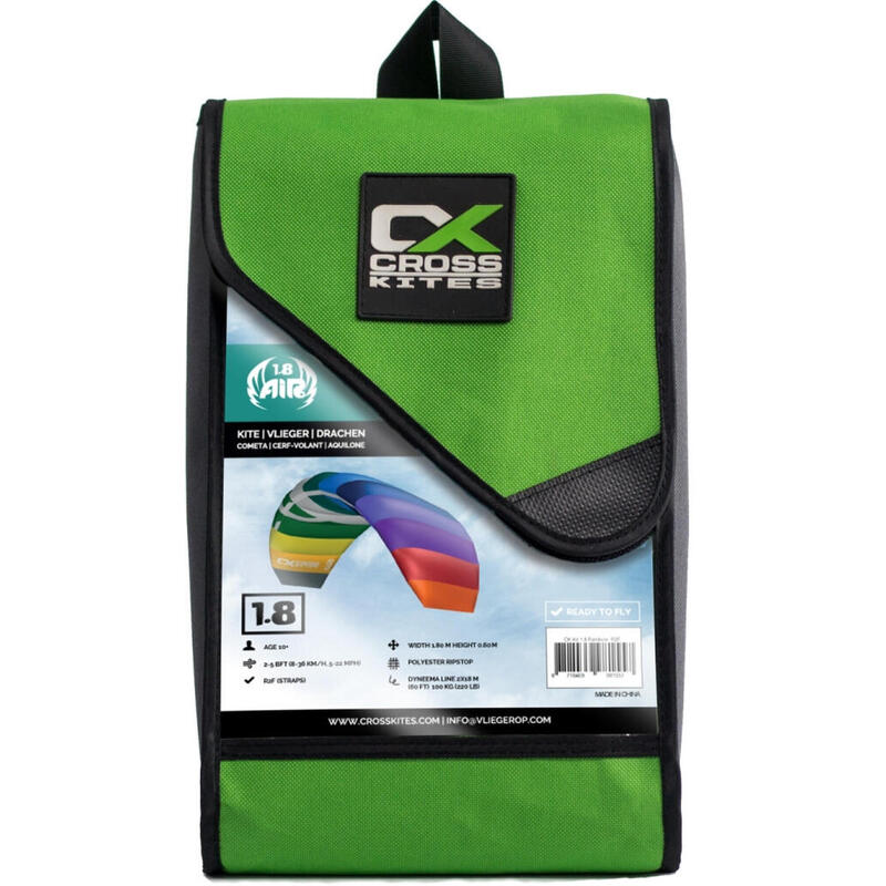 Powerkite Air - 1.8 m2 - Green/Yellow - 2-lijns matrasvlieger -  Beginners
